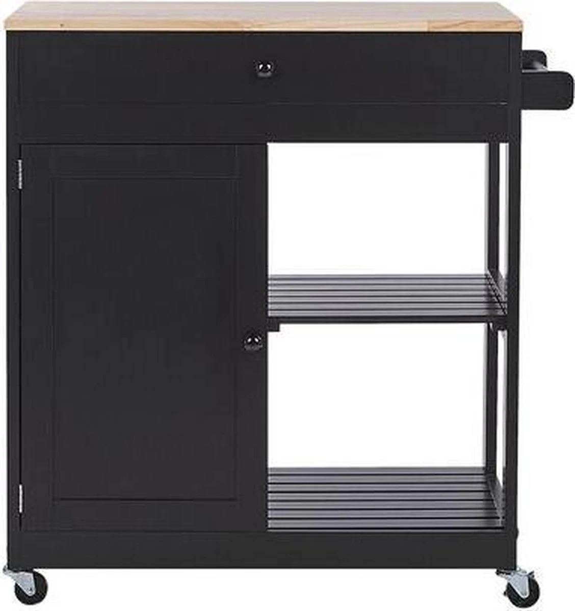 Beliani TRAPANI - Keukentrolley - Zwart - MDF 8 Beliani TRAPANI - Keukentrolley - Zwart - MDF - Afbeelding 6