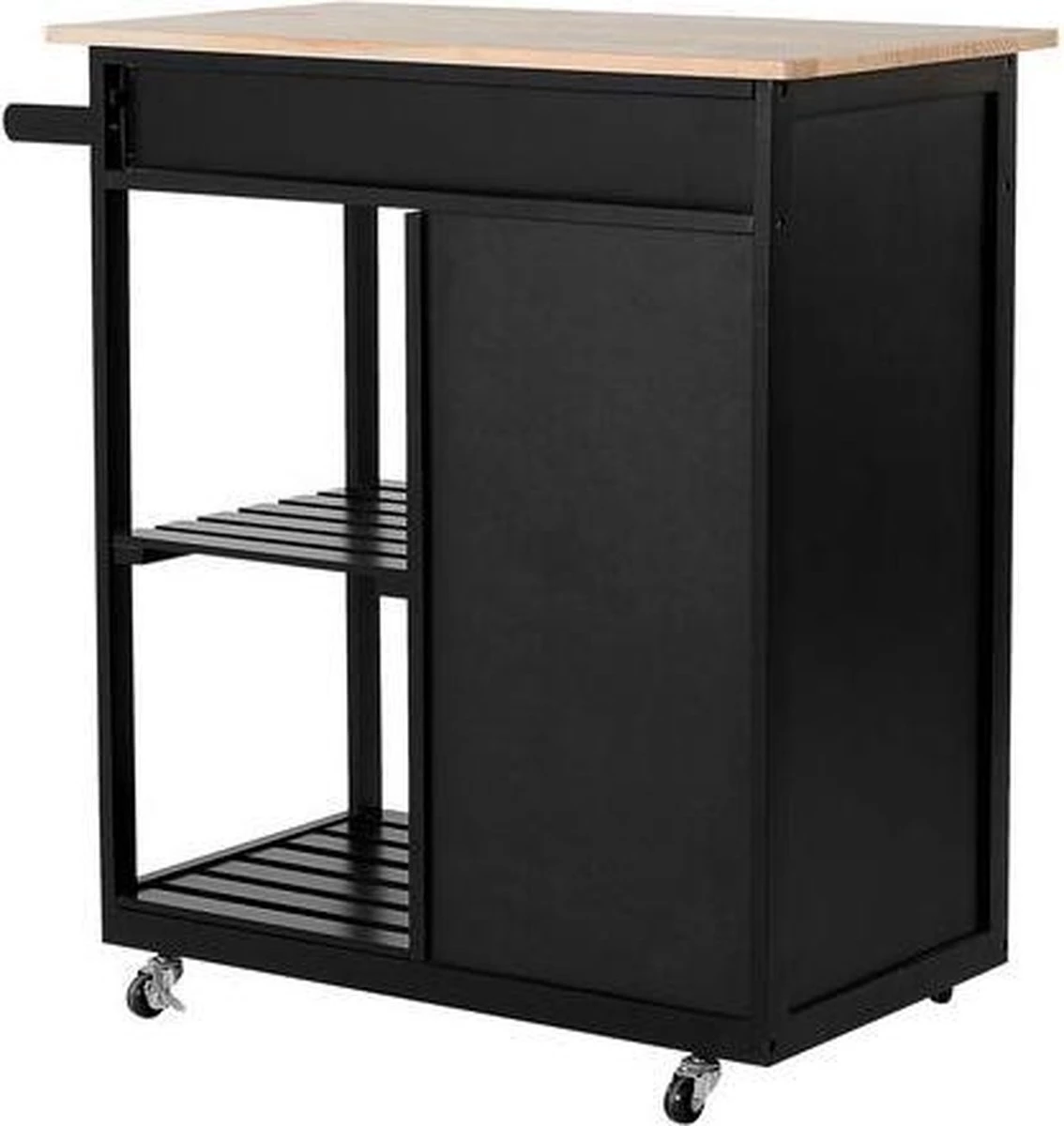 Beliani TRAPANI - Keukentrolley - Zwart - MDF 9 Beliani TRAPANI - Keukentrolley - Zwart - MDF - Afbeelding 7