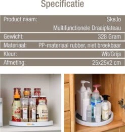 Draaiplateau Badkamer Accessoires Opbergrek Kruidenrek Plateau 1 - Keukenrek - Keuken Organizers - Koelkast Organiser Staand - Aanrecht Rek - Lazy Susan - Keukenkastorganizers - Kruidencarrousel - Rond - Draaischijf - Kruiden Organizer - Draaibaar -Thuisopslag 1136x1200 3