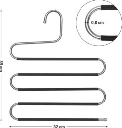 Broekenhangers, Set Van 4, Meerdere Ruimtebesparende Metalen Hangers, Voor 5 Broeken Per Stuk, S-vorm, Anti-slip, Garderobe, Voor Broeken, Jeans, Sjaals, Handdoeken, Stropdassen -Thuisopslag 1136x1200 4