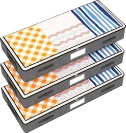 Merkloos Bed Organizer - 3 Stuks - Ruime Opbergzakken Voor Kleding En Dekbedden - Grijs - Opbergtassen Voor Onder Je Bed