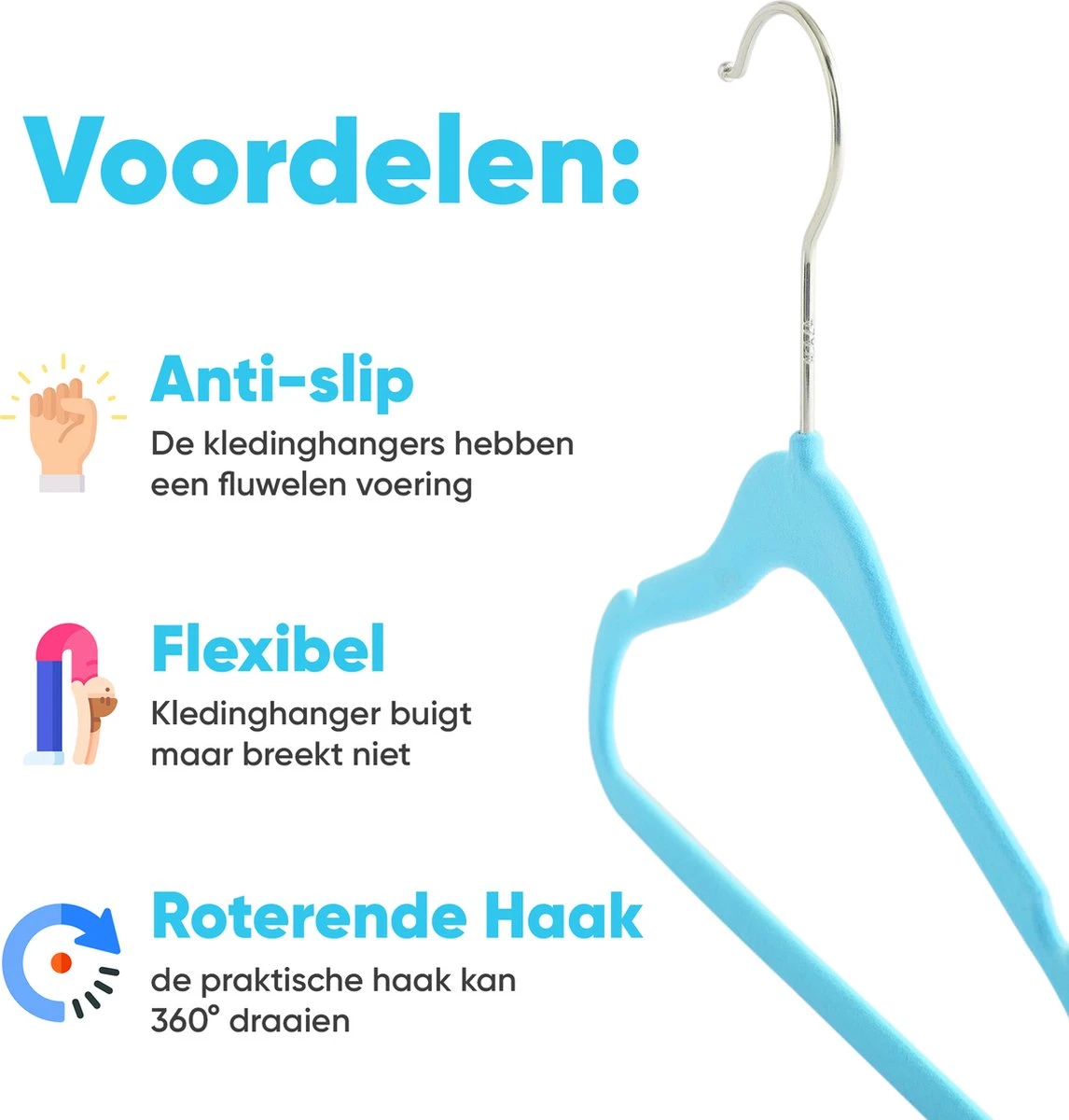 ACAZA 20 Stuks Kinder Kledinghangers Met Fluwelen Bekleding - Kapstokken Voor Peuters Of Kleuters - Blauw 6 ACAZA 20 Stuks Kinder Kledinghangers Met Fluwelen Bekleding - Kapstokken Voor Peuters Of Kleuters - Blauw - Afbeelding 4