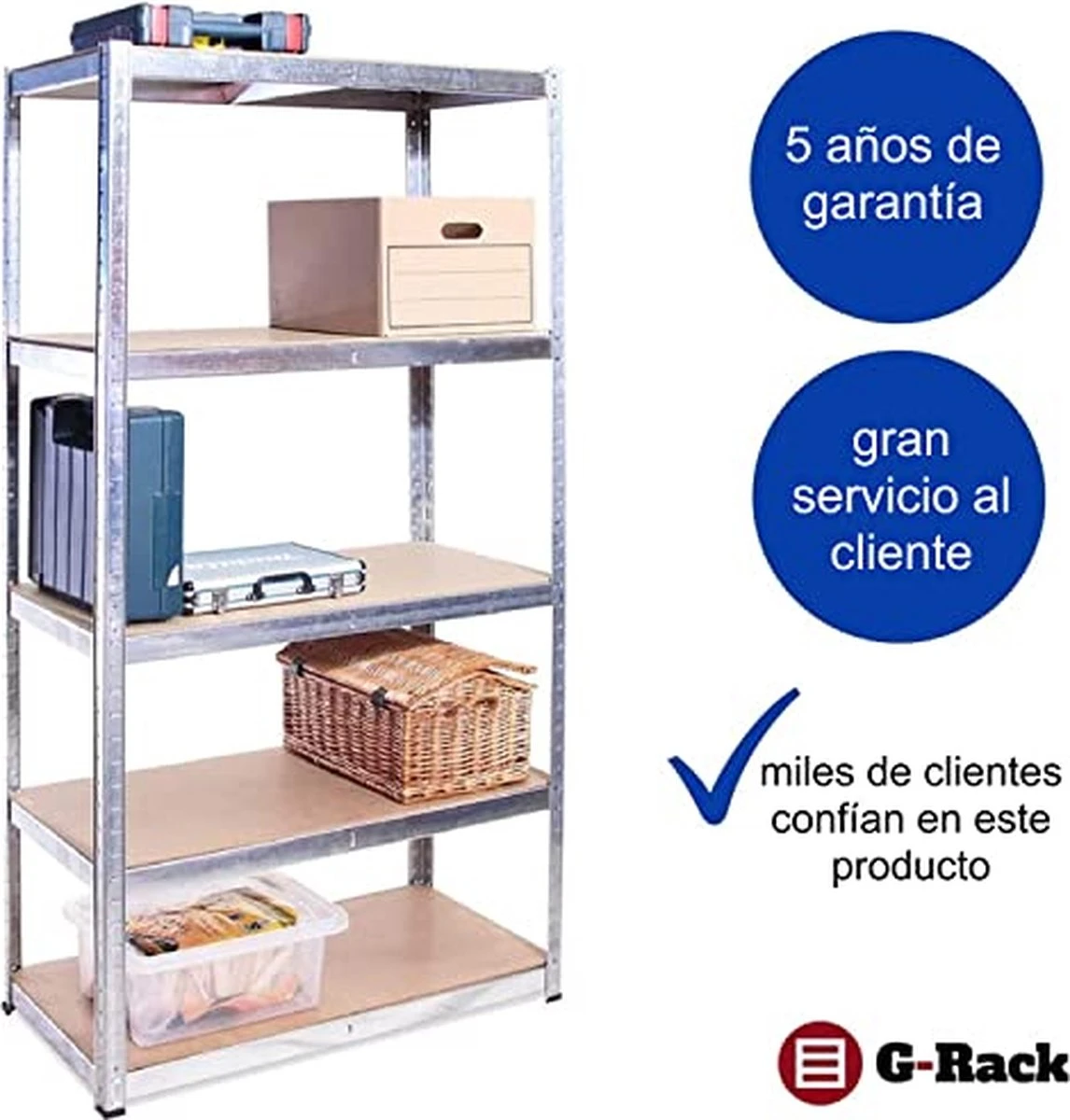 Het Opschorten Van De Garage: 150cm X 75cm X 30cm | Opschorten Voor Zwaar Werk - 1 5 Tier Stalen Opschorting (175KG Per Plank), 875KG Capaciteit | 5 Jaar Garantie 4 Het Opschorten Van De Garage: 150cm X 75cm X 30cm | Opschorten Voor Zwaar Werk - 1 5 Tier Stalen Opschorting (175KG Per Plank), 875KG Capaciteit | 5 Jaar Garantie - Afbeelding 2