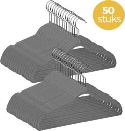 LifeGoods Kledinghangers - 50 Stuks - Antislip - Buigbaar - Grijs/Velvet