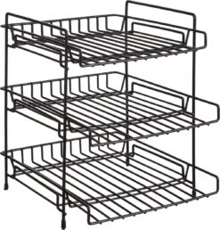 ACAZA Keukenrek - Kruiden Rek - Aanrecht Organizer Met 3 Niveaus - Onder De Gootsteen Organizer - 30x26x30cm - Zwart