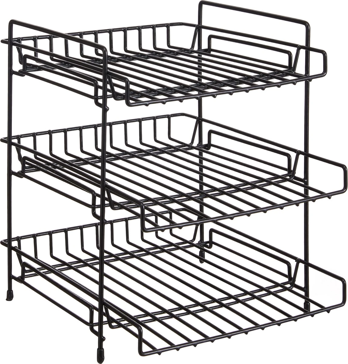 ACAZA Keukenrek - Kruiden Rek - Aanrecht Organizer Met 3 Niveaus - Onder De Gootsteen Organizer - 30x26x30cm - Zwart 3 ACAZA Keukenrek - Kruiden Rek - Aanrecht Organizer Met 3 Niveaus - Onder De Gootsteen Organizer - 30x26x30cm - Zwart