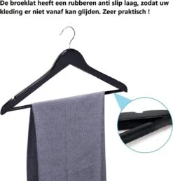 Massief Houten Kledinghangers Zwart Set 24 Stuks Met Anti Slip Kleerhangers Hout Met Broekhangers -Thuisopslag 1149x1200 6