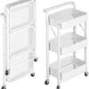 Inklapbare Keukentrolley - Keukentrolley Op Wieltjes - Serveerwagen - Metaal - Wit - 89,5*44*30cm -Thuisopslag 1152x1200 3