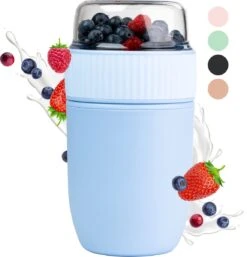 Coninx Yoghurtbeker To Go - Muesli Beker To Go - Lunchbeker - Mueslibeker 640ml ( 450ml+190ml ) - Blauw