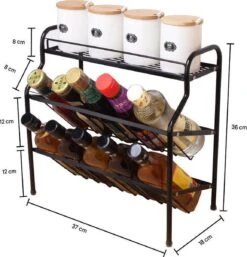 Zindoo Kruidenrek Zwart 3-laags Staand - Specerijen Rek - Kruiden Rek - Duurzaam RVS - Anti Slip Onderzijde - Specerijenstandaard – Keukenorganizer - Spice Rack - Kitchen Rack - Spice Organizer Keukenaccessoire - ZIN-SR05 -Thuisopslag 1154x1200 4