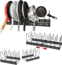 Telescopische Organizer Voor Pannen - 8 Vakken - 30-57cm Verstelbaar Legbord Voor Lade