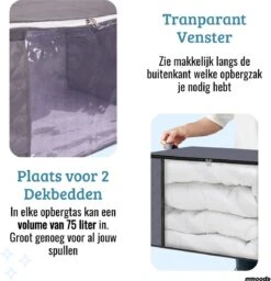 Merkloos Opbergtas Met Rits - Opbergzak Dekbed - Opebergers Organizer - Opbergzakken Kleding - Opbergtassen Speelgoed Grijs -Thuisopslag 1156x1200 2