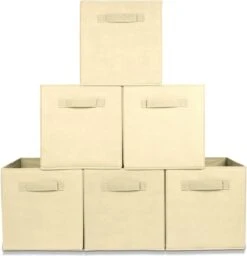 LifeGoods Kast Organizers - 6 Stuks - 20L - Textiel - Beige