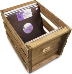 United Entertainment - Vintage Houten Krat Voor 100 Vinyl Platen – LP Krat Hout Op Wielen – 46x34x36 Cm - Bruin -Thuisopslag 1161x1200 3