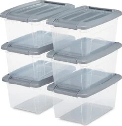 IRIS New Topbox Opbergbox - 5L - Kunststof - Transparant/Zilvergrijs - Set Van 6