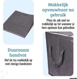Merkloos Opbergtas Met Rits - Opbergzak Dekbed - Opebergers Organizer - Opbergzakken Kleding - Opbergtassen Speelgoed Grijs -Thuisopslag 1167x1200 4