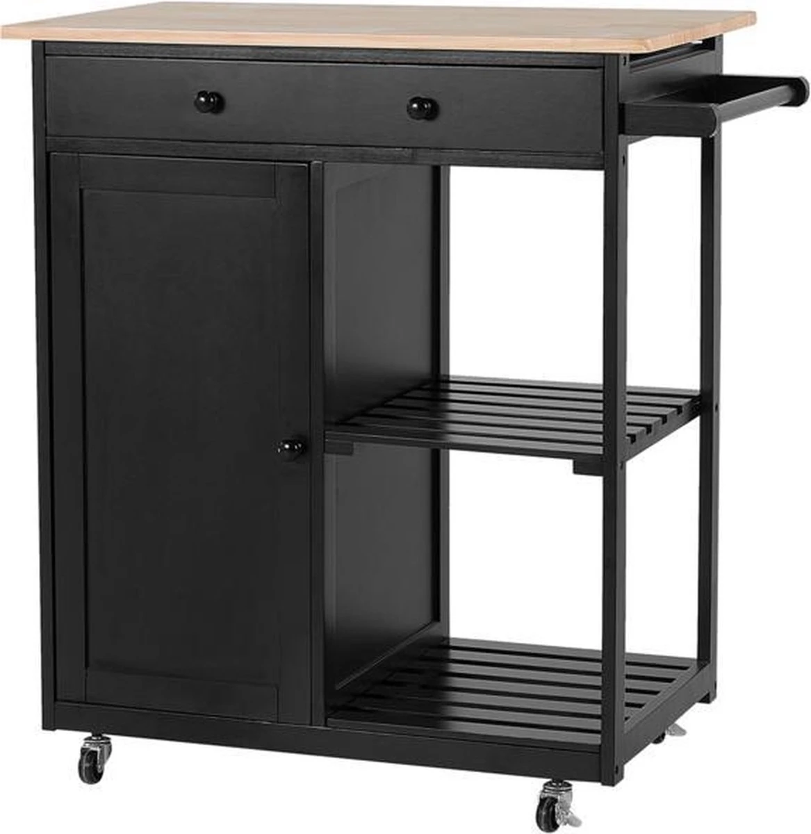 Beliani TRAPANI - Keukentrolley - Zwart - MDF 3 Beliani TRAPANI - Keukentrolley - Zwart - MDF