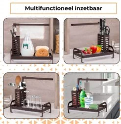 Kitchenful Aanrecht Organiser - Gootsteen Organizer - Vaatdoekhouder - Sponshouder - Keuken Organizer - Opbergrek - Keukenrek - Zwart 15 Kitchenful Aanrecht Organiser - Gootsteen Organizer - Vaatdoekhouder - Sponshouder - Keuken Organizer - Opbergrek - Keukenrek - Zwart -Thuisopslag 1174x1200 7