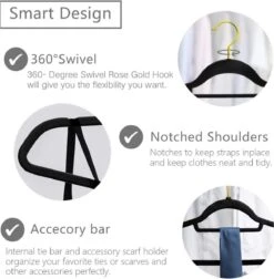 Merkloos YT Home - 50 Anti-slip Suede Kleerhangers - Dunne Kledinghangers Met Fluweel - Zwart En Goud - Gouden Draaibare Metalen Haak 15 Merkloos YT Home - 50 Anti-slip Suede Kleerhangers - Dunne Kledinghangers Met Fluweel - Zwart En Goud - Gouden Draaibare Metalen Haak -Thuisopslag 1178x1200 5