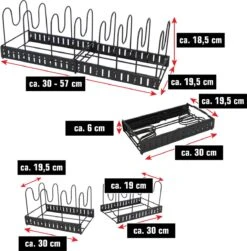 Telescopische Organizer Voor Pannen - 8 Vakken - 30-57cm Verstelbaar Legbord Voor Lade -Thuisopslag 1179x1200 2