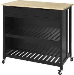 Simpletrade Keukentrolley - Keukeneiland Met 2 Lades - Hout - Wit - 100x94x60 Cm