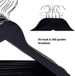 Massief Houten Kledinghangers Zwart Set 24 Stuks Met Anti Slip Kleerhangers Hout Met Broekhangers -Thuisopslag 1181x1200 1