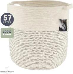 Bestseller #1 Opbergmand Van Sophie Nordinn® - Mand Goteborg (Wit Stiksel Groot) - Wasmand - Waszak - 57 L