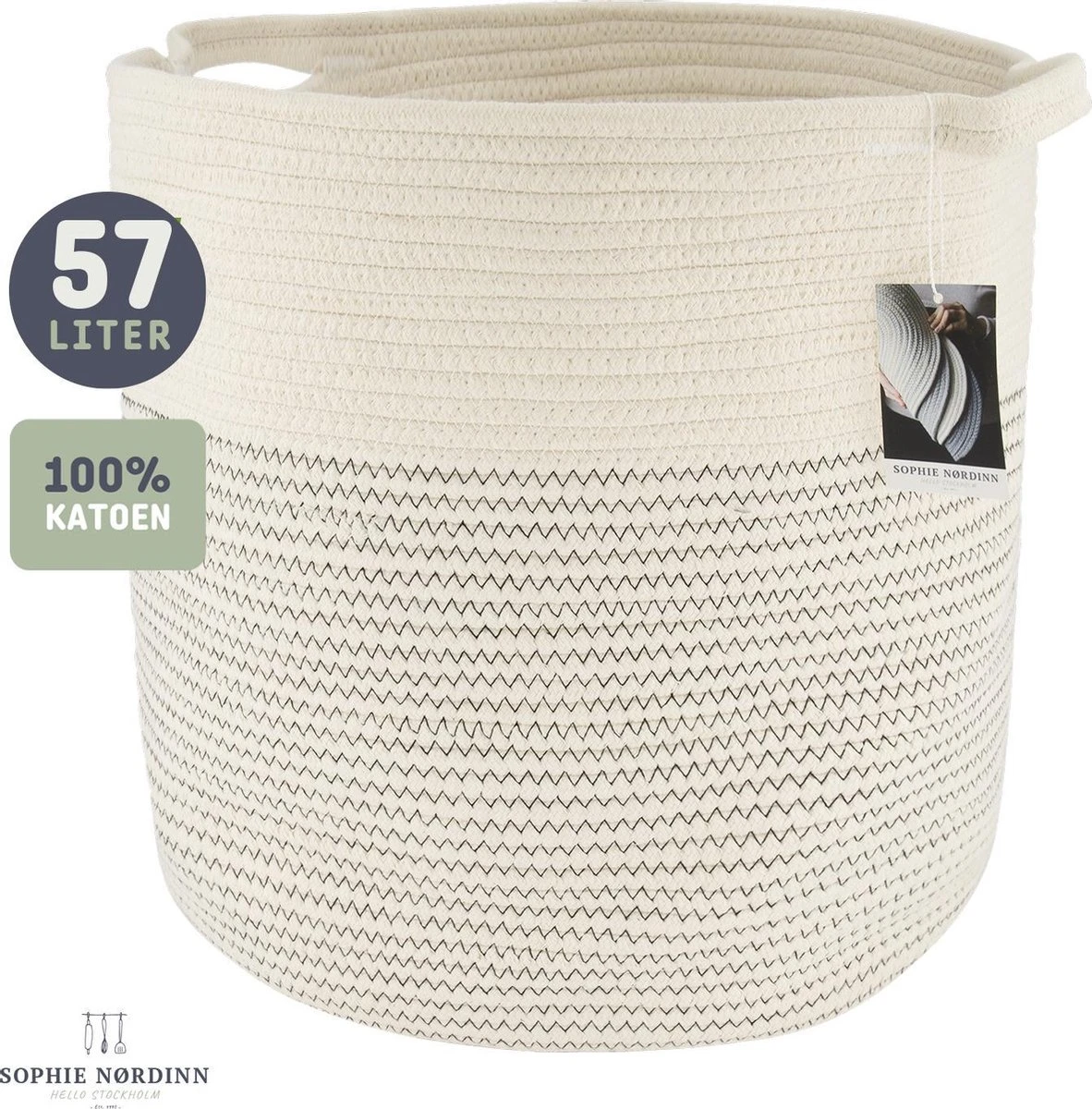 Bestseller #1 Opbergmand Van Sophie Nordinn® - Mand Goteborg (Wit Stiksel Groot) - Wasmand - Waszak - 57 L 3 Bestseller #1 Opbergmand Van Sophie Nordinn® - Mand Goteborg (Wit Stiksel Groot) - Wasmand - Waszak - 57 L