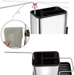 Merkloos Gootsteen Organizer - Vaatdoekhouder - Afdruipbakje - Inclusief Brusher - Keuken Organizers - RVS -Thuisopslag 1182x1200 8