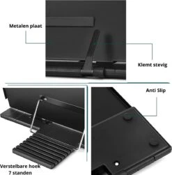 Castagnola 7 Standen Verstelbare Boekenstandstandaard – Boekenhouder – Boekenhouder Metaal – Boekenstandaard Metaal – Book Holder – Kookboekstandaard – Tablethouder – Documentenhouder – Zwart Metaal -Thuisopslag 1183x1200 4