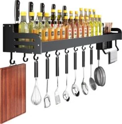 Happyment® Kruidenrek Ophangbaar 50CM - Pannenrek Hangend - Keukenrek Organizers - Aanrecht Organizer - Black Friday - Kerstcadeau