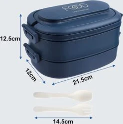 OITUGG Lunchbox Volwassenen: 2-laags Bento Box 1550 Ml Voor Mannen Vrouw - 3-vaks Lunchbox Met Bestek - BPA-vrije Plastic Lunchbox Geschikt Voor Kantoorschool - Magnetronbestendig Vaatwasmachinebestendig (blauw) -Thuisopslag 1184x1200