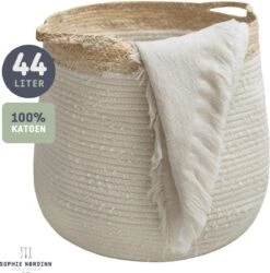 Wasmand Van Sophie Nordinn® - Mand Tumba Wit (Special Edition) - Opbergmand Zeegras/Katoen