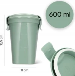 Curver Lunch & Go Beker - Magnetronbestendig - Lunchbeker – Muesli Beker - Soepbeker - Yoghurt Beker To Go – LunchBox - KoffieBeker - Salade Lunchbox - 0,6l – Groen -Thuisopslag 1186x1200