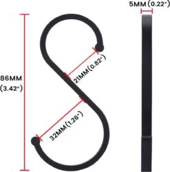 Merkloos S-Haak Asymmetrisch Groot Zwart Set Hangers Kapstok Keuken Garage Kantoor -Thuisopslag 1187x1200 10