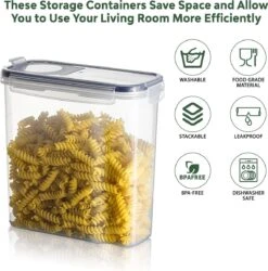 TNM Luxe Luchtdichte Voorraadbussen Set Zwart (4x2,5L), Voorraadpotten, Voedselcontainer Met Deksel, Vershouddoos -Thuisopslag 1187x1200