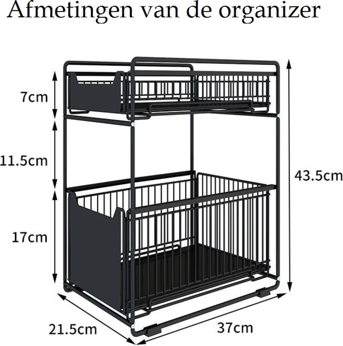 Merkloos Keuken Organizer - Aanrecht Organizer - Gootsteenkast Organizer - Metaal Keukenrek 2-laags - Ladekast - Opbergrek Anti-slip 6 Merkloos Keuken Organizer - Aanrecht Organizer - Gootsteenkast Organizer - Metaal Keukenrek 2-laags - Ladekast - Opbergrek Anti-slip - Afbeelding 4