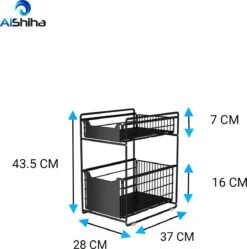 AlShiha® Organizer - Large(zwart) - Ladekast - Kast Organizer - Gootsteenkast Organizer - Aanrecht Organiser - Opbergrek - Keukenkast Organizer - Keuken Organizer - Gootsteen Organizer - Ladesysteem - Ladeblok - Keukenrek -Thuisopslag 1188x1200 5