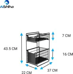 AlShiha® Organizer - Kast Organizer - Small (zwart) - Ladekast - Gootsteenkast Organizer - Opbergrek - Aanrecht Organiser- Keukenkast Organizer - Keuken Organizer - Gootsteen Organizer - Ladesysteem - Ladeblok - Keukenrek -Thuisopslag 1188x1200 7