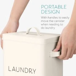 Navaris Bewaarblik Voor Wasmiddel - Vintage Opbergdoos - Container Voor Waspoeder Of Wasverzachter - Inclusief Maatschep - Grijs -Thuisopslag 1190x1200 1