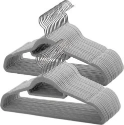 ACAZA 30 Anti-slip Kleerhangers - Ultra-dunne Kledingshangers Met Fluweel - Kapstokken Met Broeklat Of Roklat - Grijs