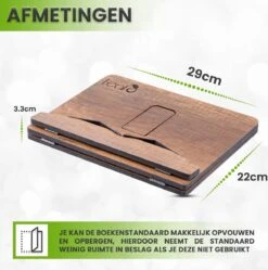 LeafU® Leesboek Standaard - Boekenstandaard - Kookboekstandaard - Tablet Standaard - Boekenhouder - Book Holder - Laptop Standaard - Walnoot -Thuisopslag 1192x1200 12