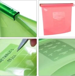 Siliconen Vershoudzakken - Set Van 8 ( 4x 1000ML + 4x 1500ML) -(Transparant, Rood, Groen, Blauw) - Duurzaam - Herbruikbaar - Vries & Hitte Bestendig - Meal Prep - Opbergzak Maatbeker Meal Prep Container -Thuisopslag 1192x1200