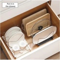 Merkloos RVS Pannenrek Verstelbaar- Pannenhouder -Dekselhouder -Keukenorganizer - Snijplankhouder- Zwart -Thuisopslag 1193x1200 13