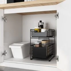 AlShiha® Organizer - Large(zwart) - Ladekast - Kast Organizer - Gootsteenkast Organizer - Aanrecht Organiser - Opbergrek - Keukenkast Organizer - Keuken Organizer - Gootsteen Organizer - Ladesysteem - Ladeblok - Keukenrek -Thuisopslag 1193x1200 2