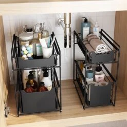 AlShiha® Organizer - Kast Organizer - Small (zwart) - Ladekast - Gootsteenkast Organizer - Opbergrek - Aanrecht Organiser- Keukenkast Organizer - Keuken Organizer - Gootsteen Organizer - Ladesysteem - Ladeblok - Keukenrek -Thuisopslag 1193x1200 3