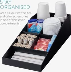 Navaris Organizer Voor Koffieaccessoires - Bakje Voor Suiker, Melk En Theezakjes - 7 Vakken - Zwart -Thuisopslag 1193x1200 4