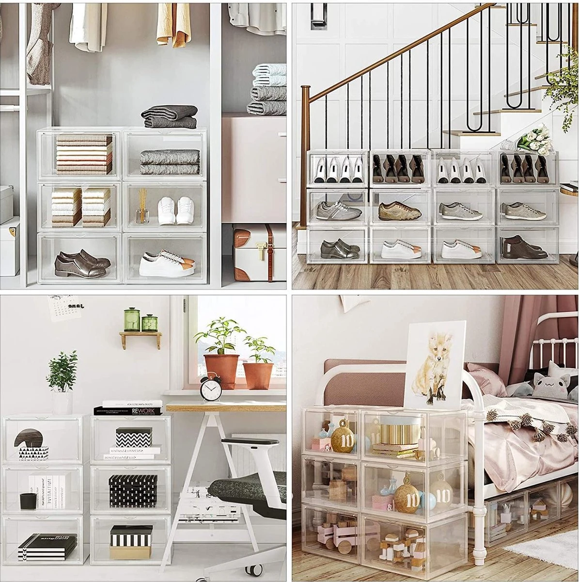 Songmics Schoendozen, Set Van 6 Stapelbare Schoen Organizers - Transparant Plastic - 46, 36 X 28 X 22 Cm 7 Songmics Schoendozen, Set Van 6 Stapelbare Schoen Organizers - Transparant Plastic - 46, 36 X 28 X 22 Cm - Afbeelding 5