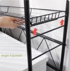 Merkloos Opbergrek - Zwart - 3 Schappen - 187*67*43 Cm - Opbergrek Voor Boven Wasmachine - Wasmachine Rek - Luxe Design Wasmachine Kast - Badkamerrek - Opbergkast -Thuisopslag 1195x1200 20