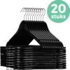 LifeGoods Kledinghangers - Met Broeklat - Hardhout - Zwart - 20 Stuks
